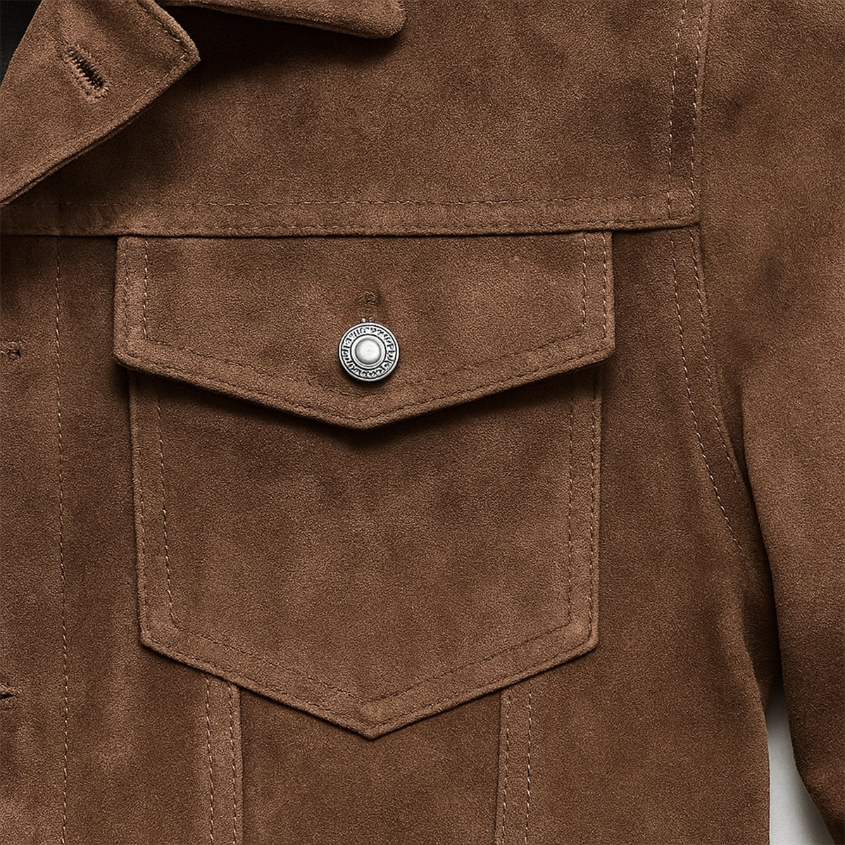 Men's Suede Cargo Jacket Lightweight Vintage Brown