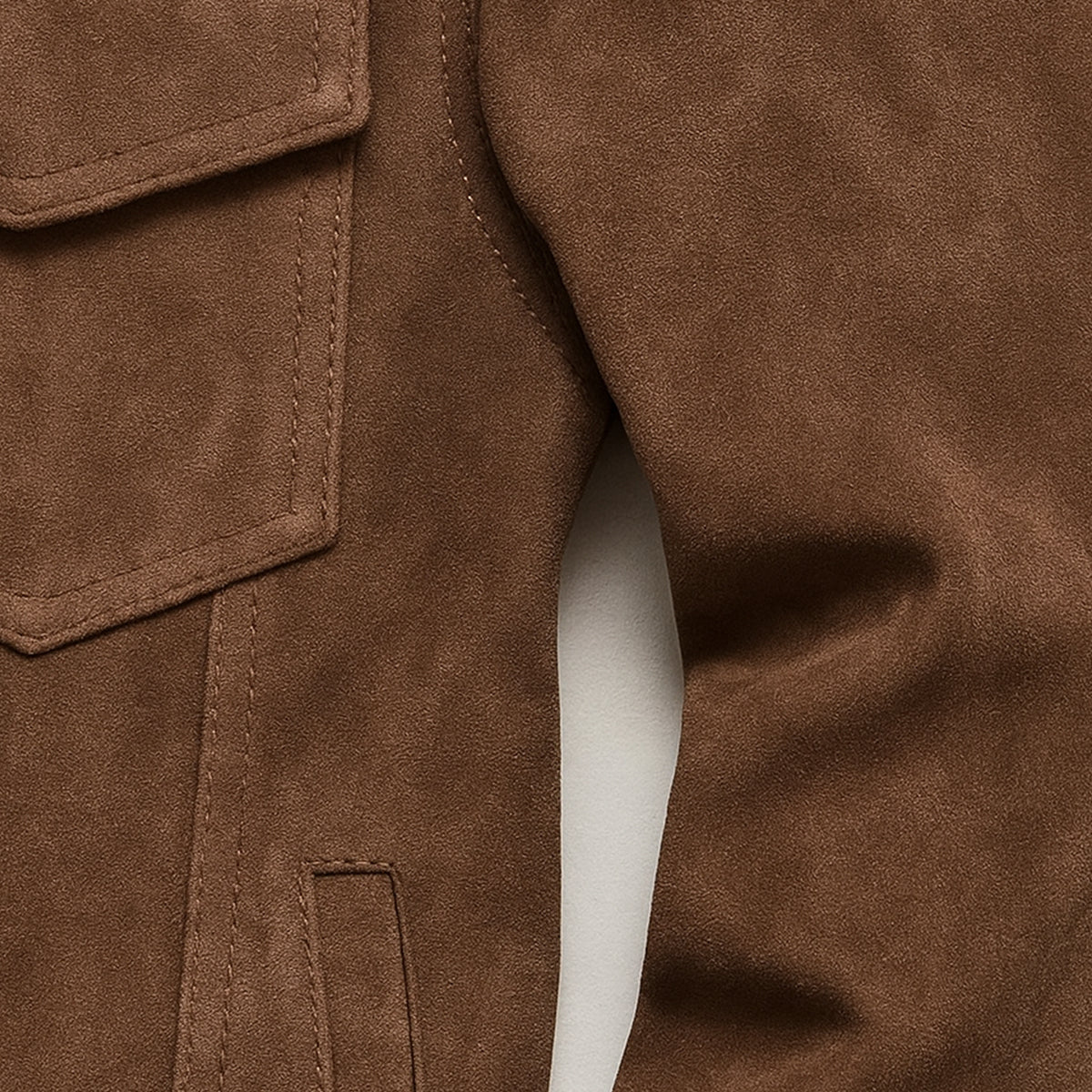 Men's Suede Cargo Jacket Lightweight Vintage Brown