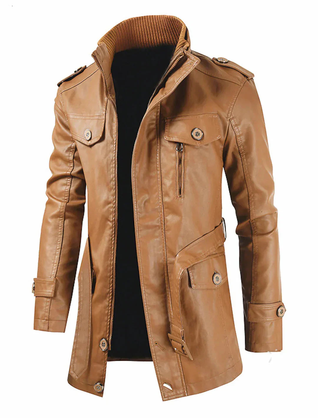 Men's Leather Long Coat