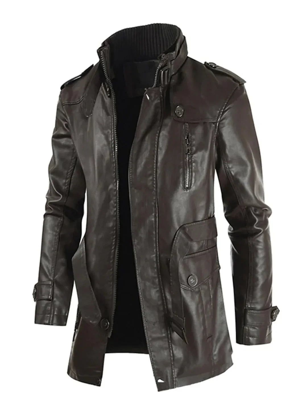 Men's Leather Long Coat - Vonnera