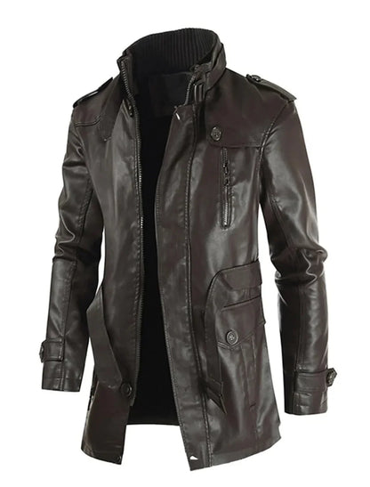 Men's Leather Long Coat - Vonnera