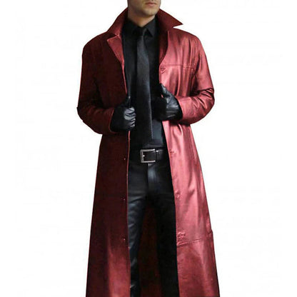 Men's Faux Leather Long Winter Coat - Vonnera