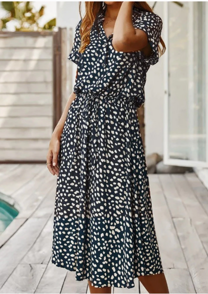 Women's Spotted Print Midi Dress