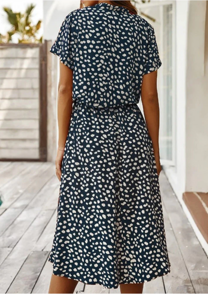 Women's Spotted Print Midi Dress