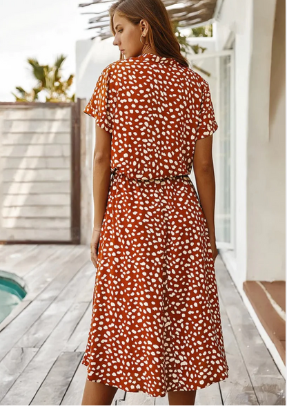 Women's Spotted Print Midi Dress