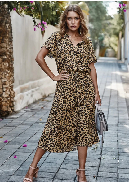 Women's Spotted Print Midi Dress