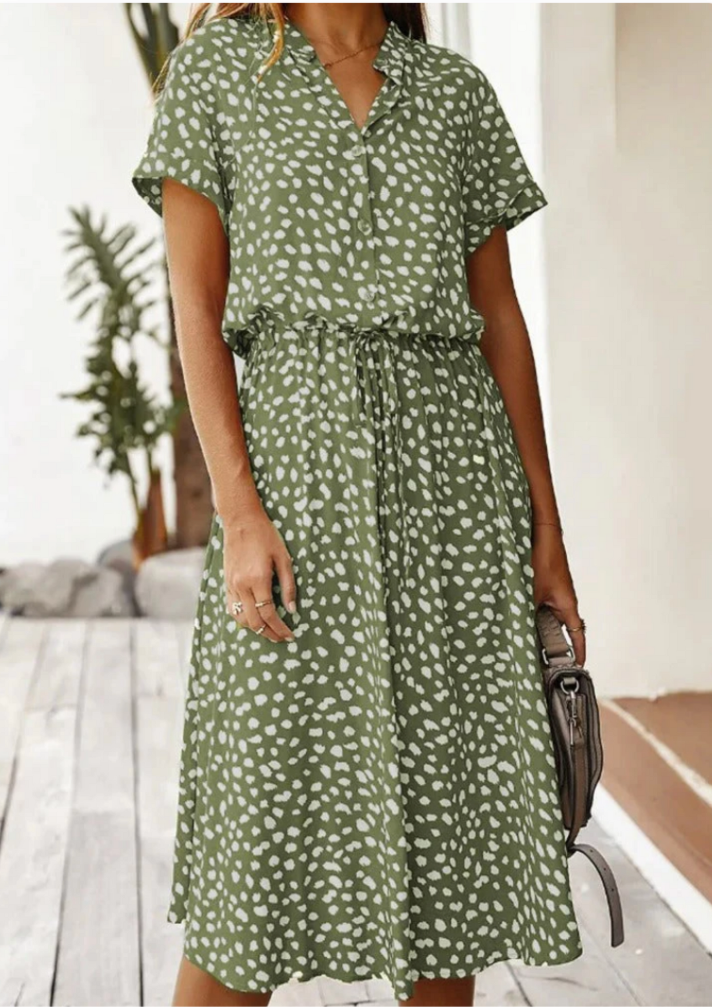 Women's Spotted Print Midi Dress