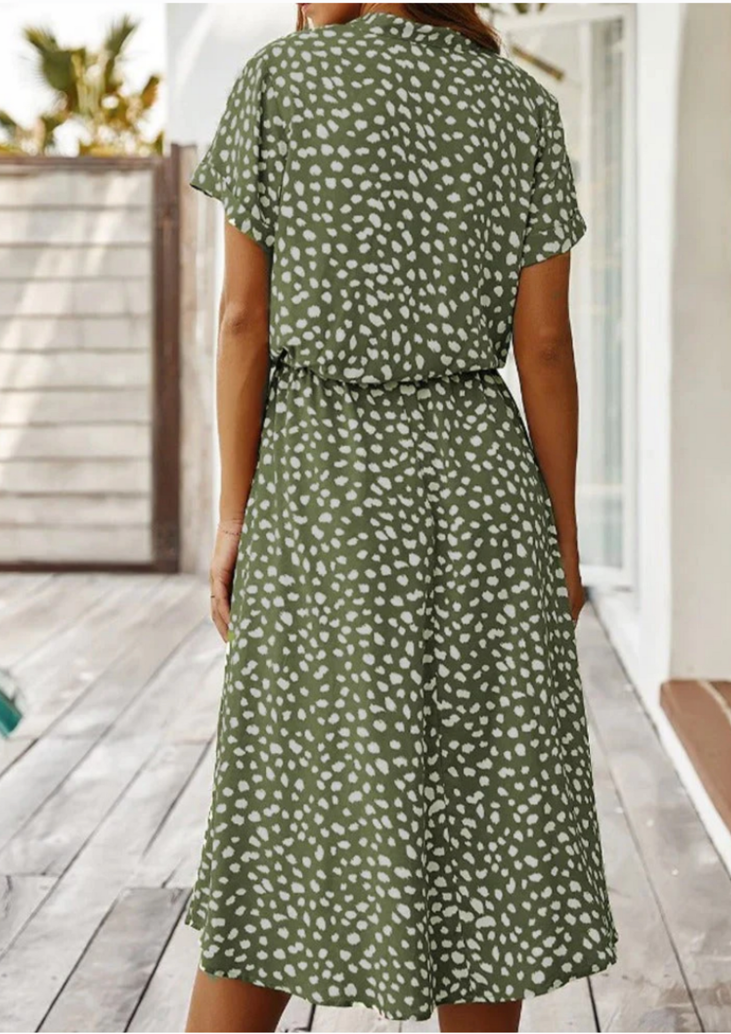 Women's Spotted Print Midi Dress