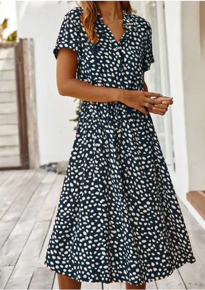 Women's Spotted Print Midi Dress