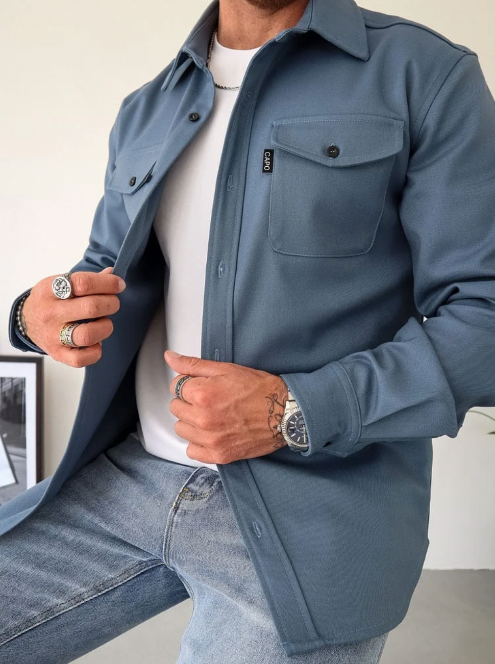 Men's Long Sleeve Shirt With Pockets - Vonnera