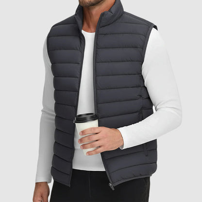 Men's Lightweight Packable Puffer Vest - Waterproof, Insulated, Stand Collar