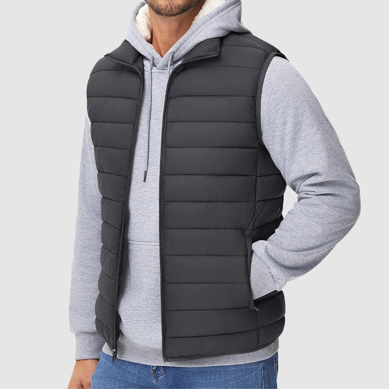 Men's Packable Puffer Vest Waterproof Insulated Black - Vonnera