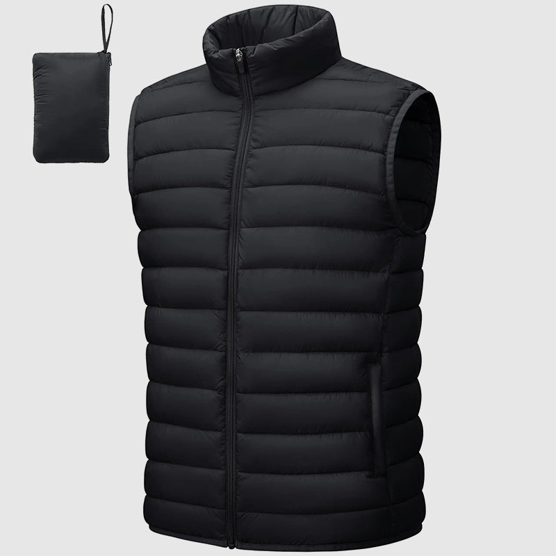 Men's Lightweight Packable Puffer Vest - Waterproof, Insulated, Stand Collar
