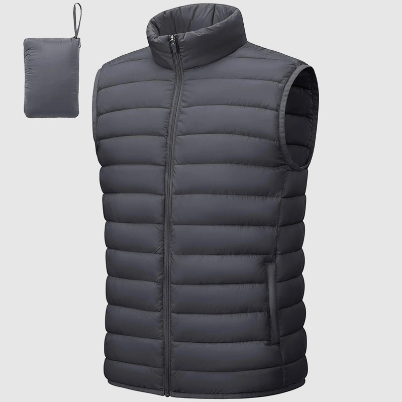 Men's Lightweight Packable Puffer Vest: Waterproof, Insulated for Outdoor Travel Adventures