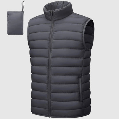Men's Lightweight Packable Puffer Vest - Waterproof, Insulated, Stand Collar