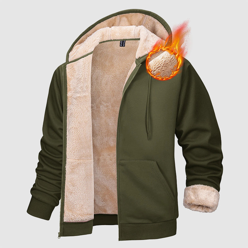 Men's Sherpa Lined Hoodie Full Zip Multi Pockets Winter - Vonnera