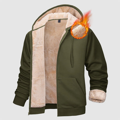 Men's Sherpa Lined Hoodie Full Zip Multi Pockets Winter - Vonnera