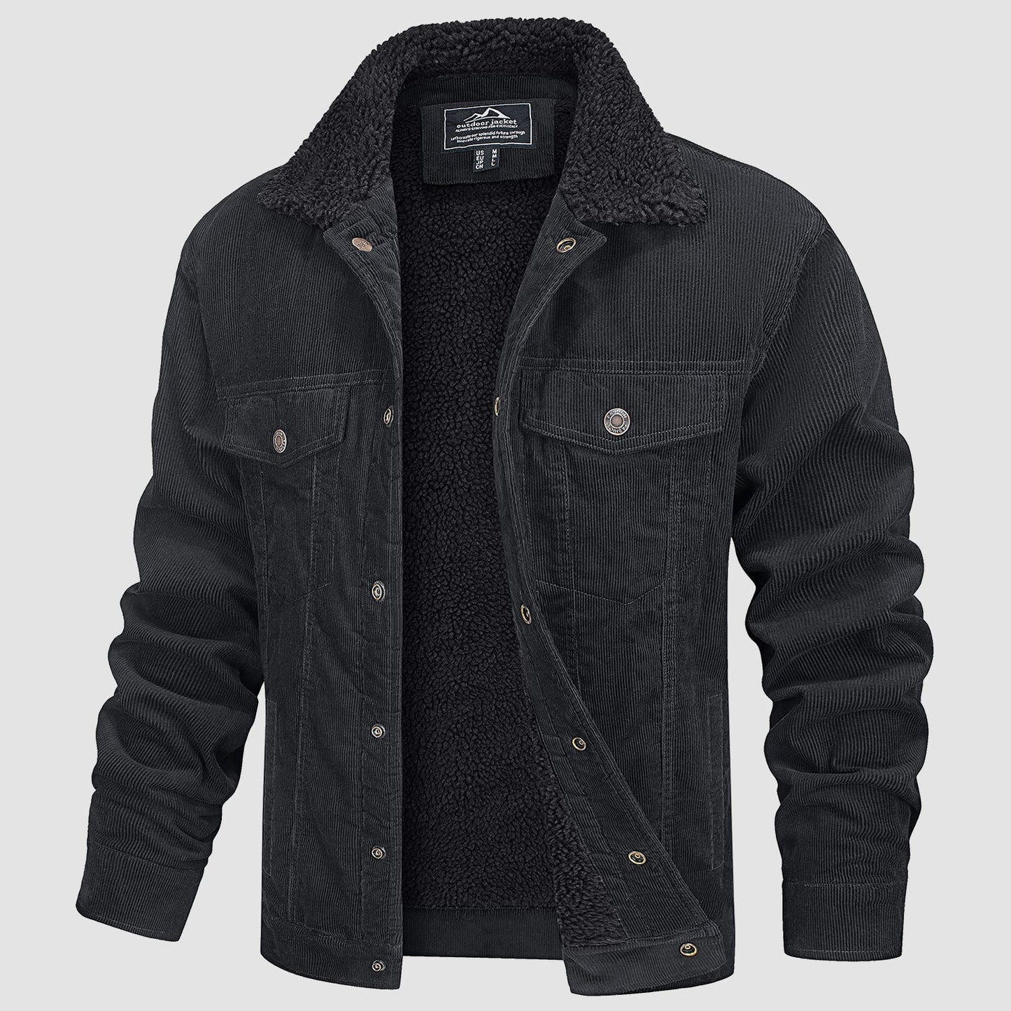 Men's Corduroy Jacket Sherpa Lined Warm Brown