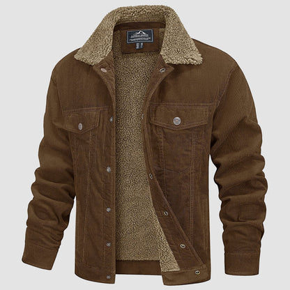 Men's Corduroy Jacket Sherpa Lined Warm Brown - Vonnera
