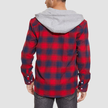 Men's Flannel Shirt Jacket Cotton Plaid Long Sleeve