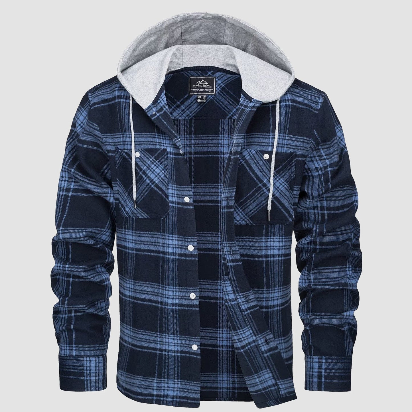 Men's Flannel Shirt Jacket Cotton Plaid Long Sleeve
