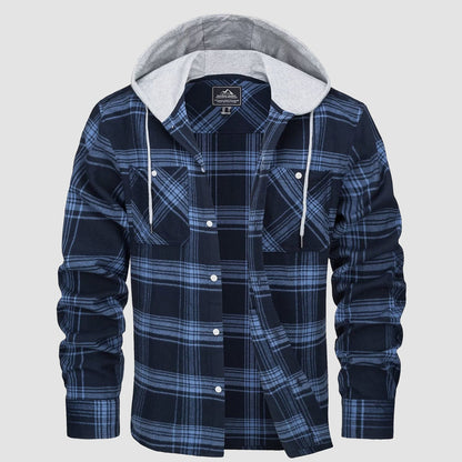 Men's Flannel Shirt Jacket Cotton Plaid Long Sleeve