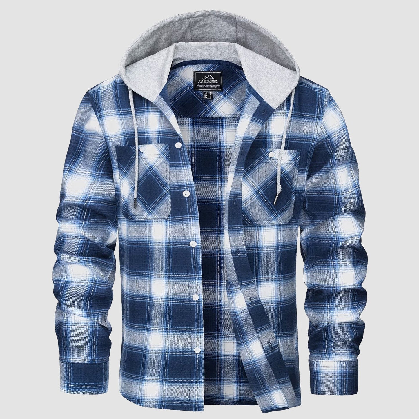Men's Flannel Shirt Jacket Cotton Plaid Long Sleeve - Vonnera