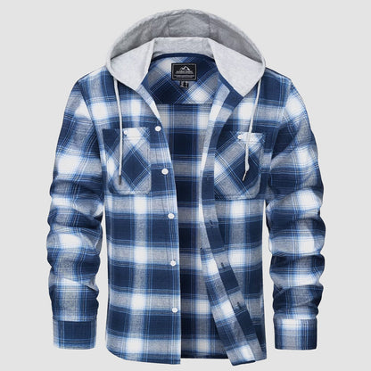 Men's Flannel Shirt Jacket Cotton Plaid Long Sleeve - Vonnera