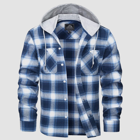Men's Flannel Shirt Jacket Cotton Plaid Long Sleeve - Vonnera