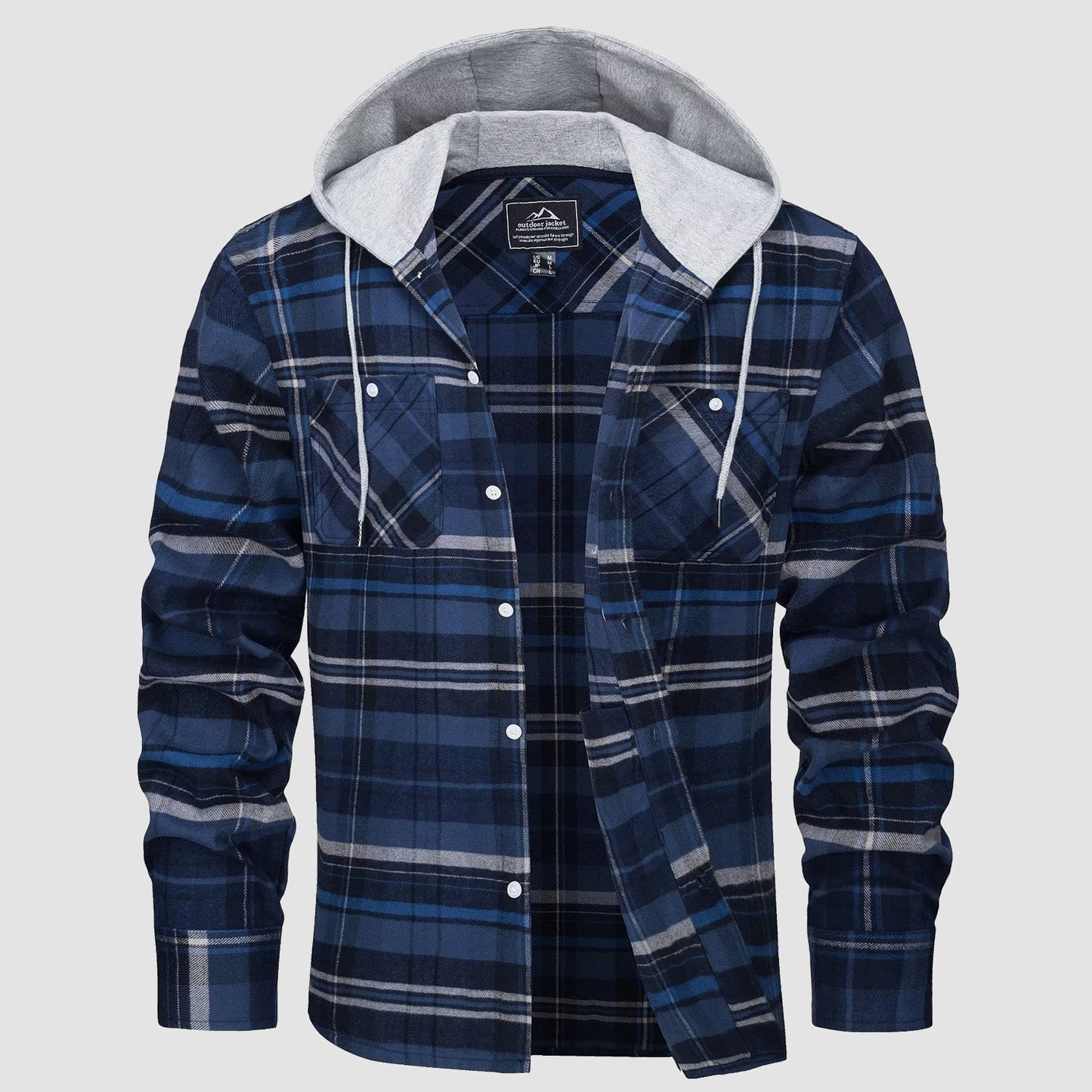 Men's Flannel Shirt Jacket Cotton Plaid Long Sleeve