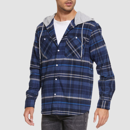 Men's Flannel Shirt Jacket Cotton Plaid Long Sleeve