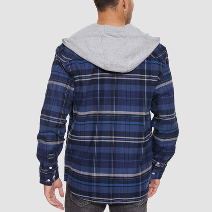 Men's Flannel Shirt Jacket Cotton Plaid Long Sleeve