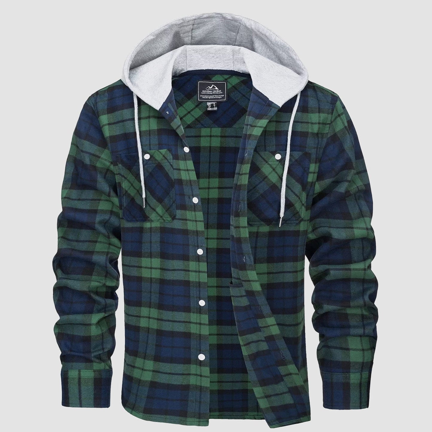 Men's Flannel Shirt Jacket Cotton Plaid Long Sleeve