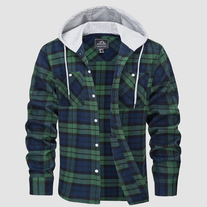Men's Flannel Shirt Jacket Cotton Plaid Long Sleeve