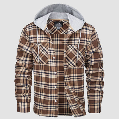 Men's Flannel Shirt Jacket Cotton Plaid Long Sleeve