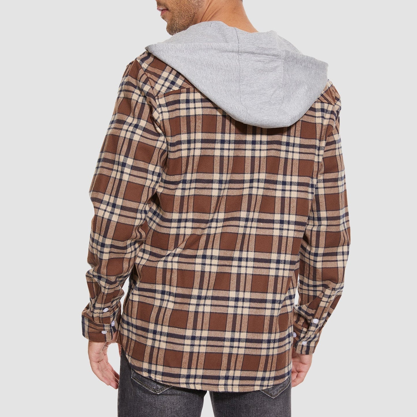 Men's Flannel Shirt Jacket Cotton Plaid Long Sleeve