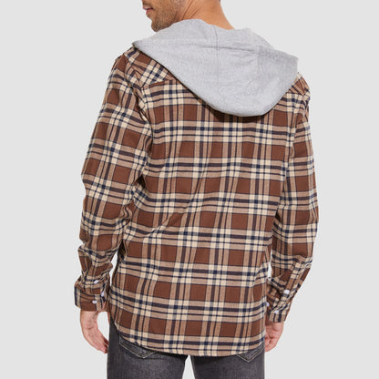 Men's Flannel Shirt Jacket Cotton Plaid Long Sleeve