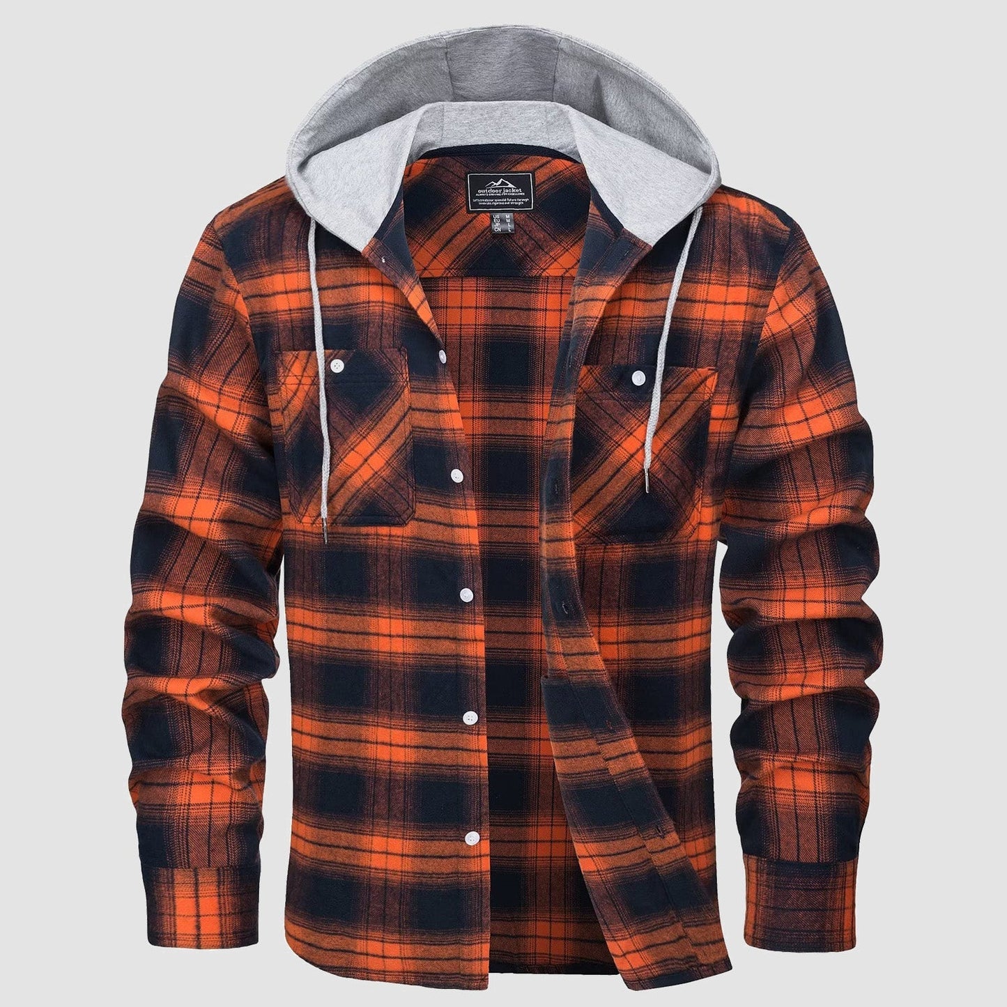 Men's Flannel Shirt Jacket Cotton Plaid Long Sleeve