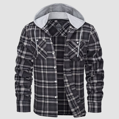 Men's Flannel Shirt Jacket Cotton Plaid Long Sleeve