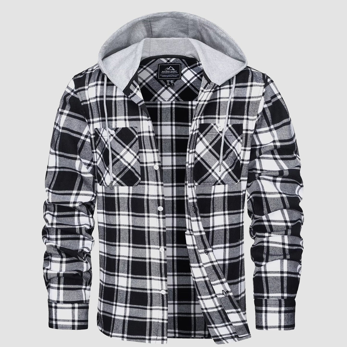Men's Flannel Shirt Jacket Cotton Plaid Long Sleeve