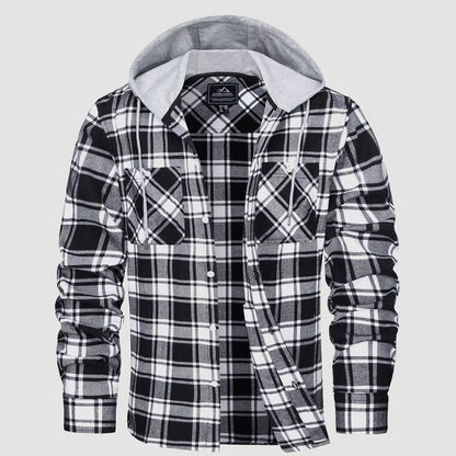 Men's Flannel Shirt Jacket Cotton Plaid Long Sleeve