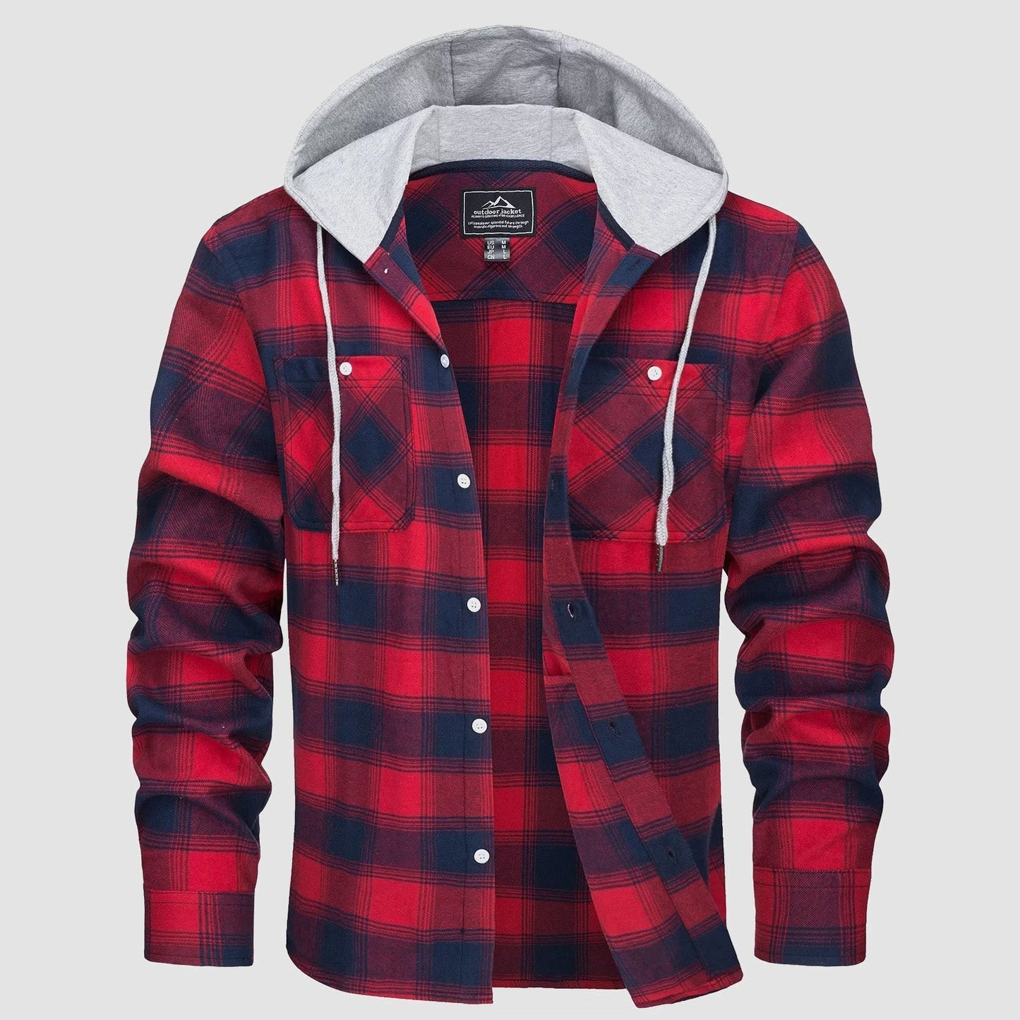 Men's Flannel Shirt Jacket Cotton Plaid Long Sleeve
