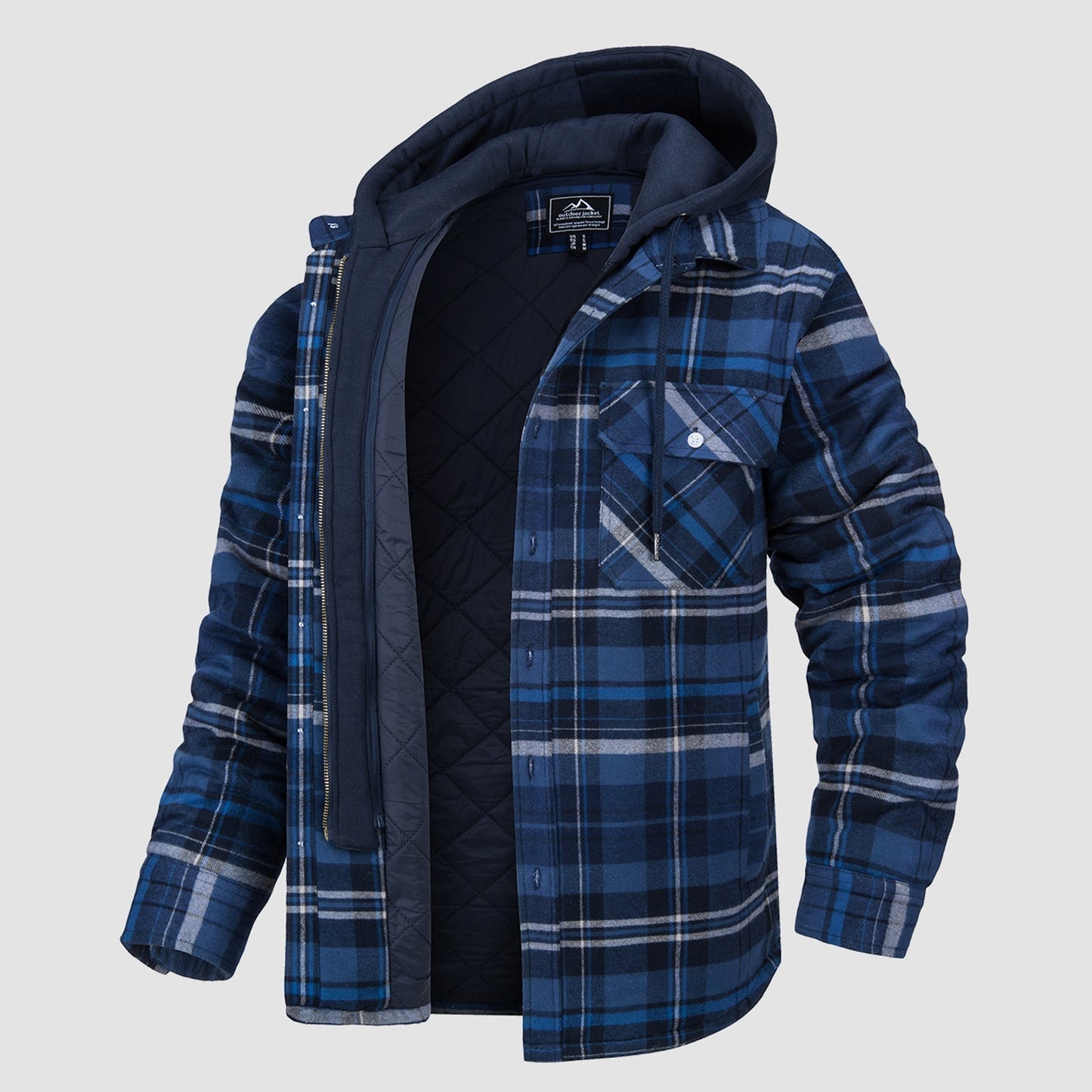 Men's Flannel Jacket Removable Hood 5 Pocket - Vonnera