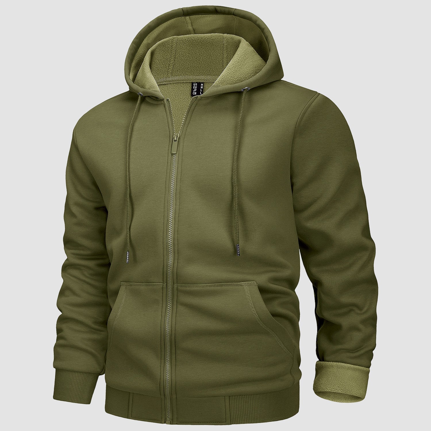 Men's Fleece Bomber Jacket Zip-Up Hoodie Sweatshirt - Vonnera