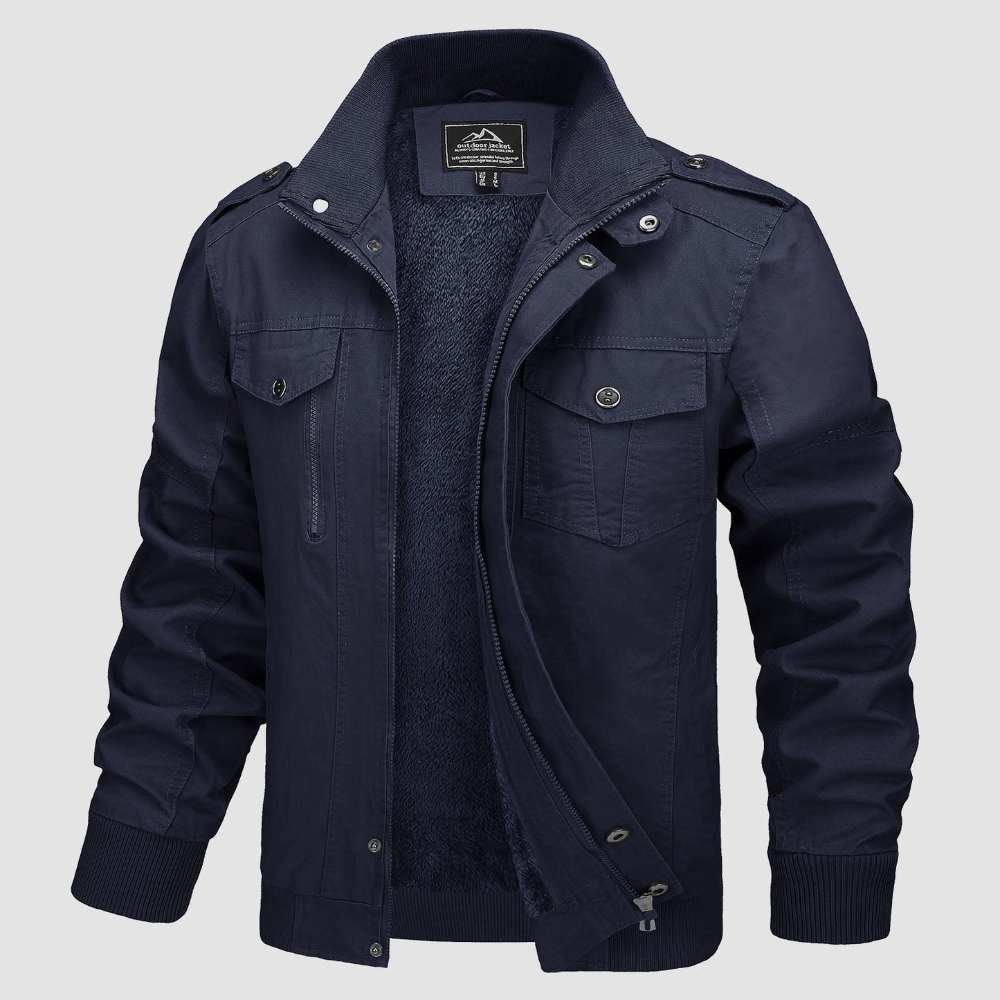 Men's Cotton Military Bomber Jacket Lightweight Zip-Up - Vonnera