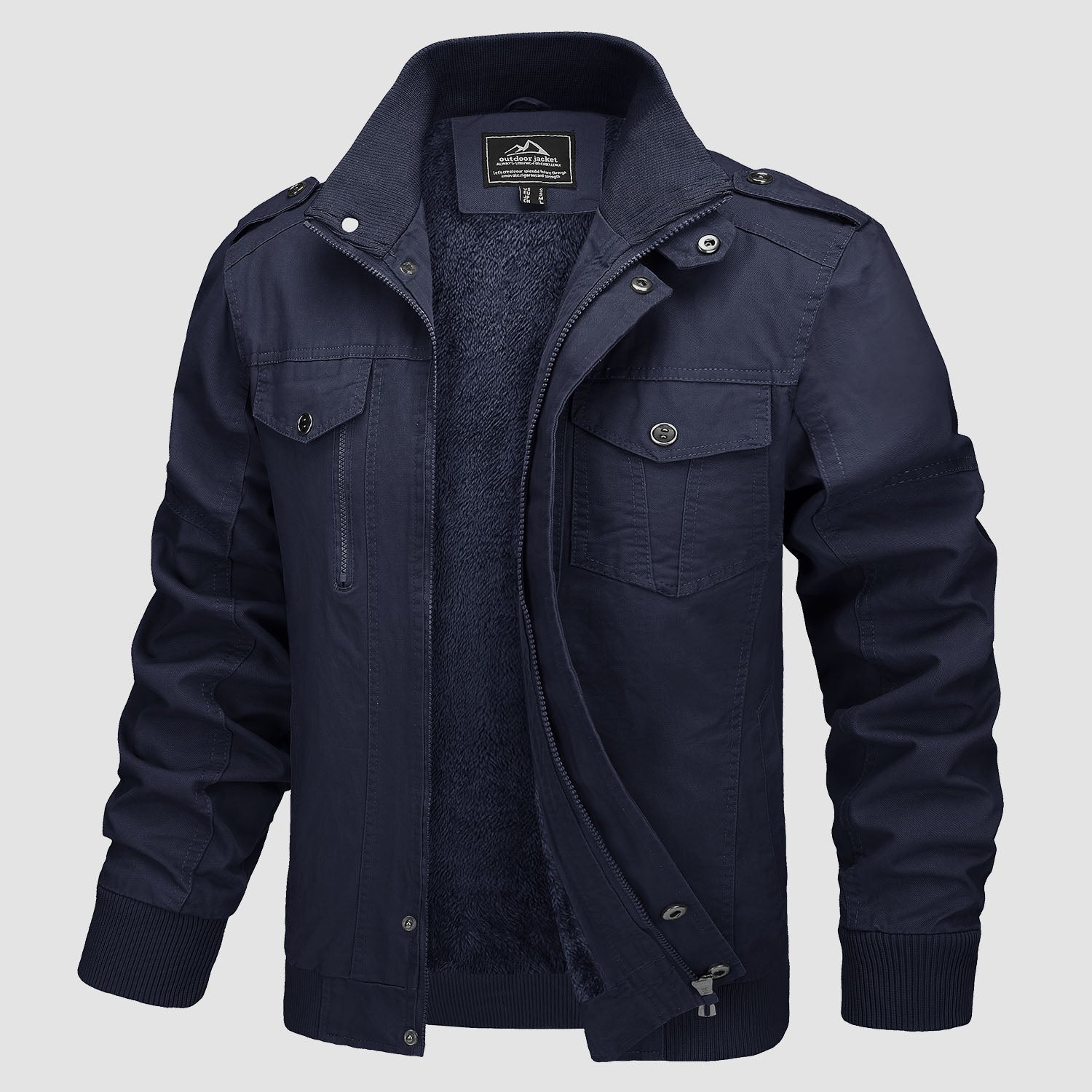 Men's Cotton Military Bomber Jacket Lightweight Zip-Up - Vonnera