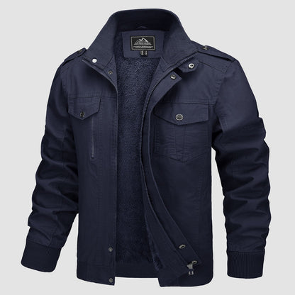 Men's Cotton Military Bomber Jacket Lightweight Zip-Up - Vonnera
