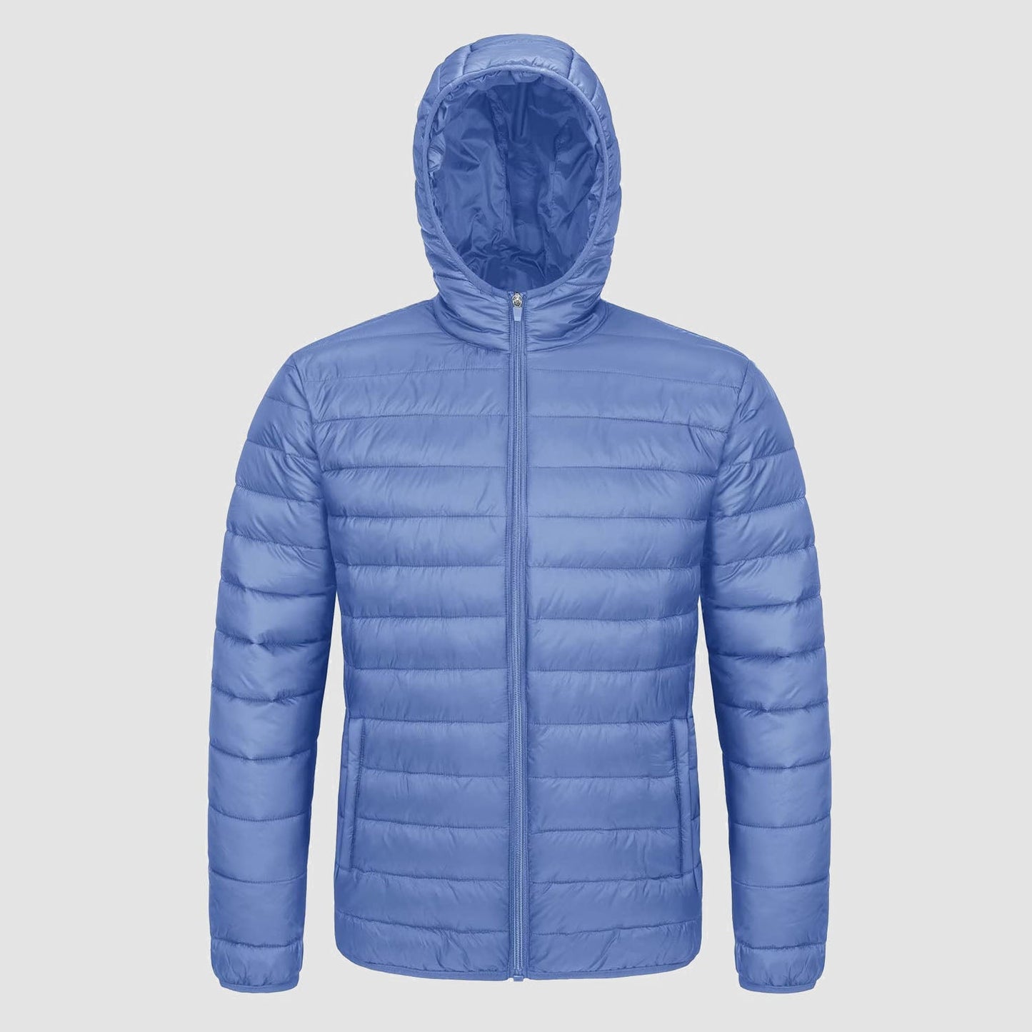 Men's Puffer Jacket Quilted Hooded Lightweight Black - Vonnera