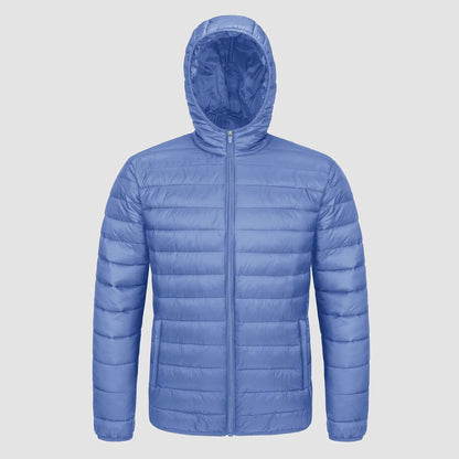 Men's Puffer Jacket Quilted Hooded Lightweight Black - Vonnera