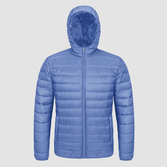 Men's Puffer Jacket Quilted Hooded Lightweight Black - Vonnera